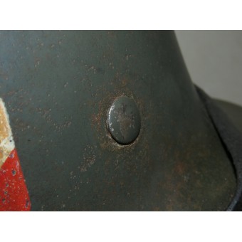 Doppia acciaio decalcomania esercito tedesco casco M35 con i resti di camuffamento. Espenlaub militaria